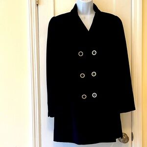 St. John Wool Cashmere Coat Women’s 6 
Black Logo‎ Buttons Italy Classic Luxury